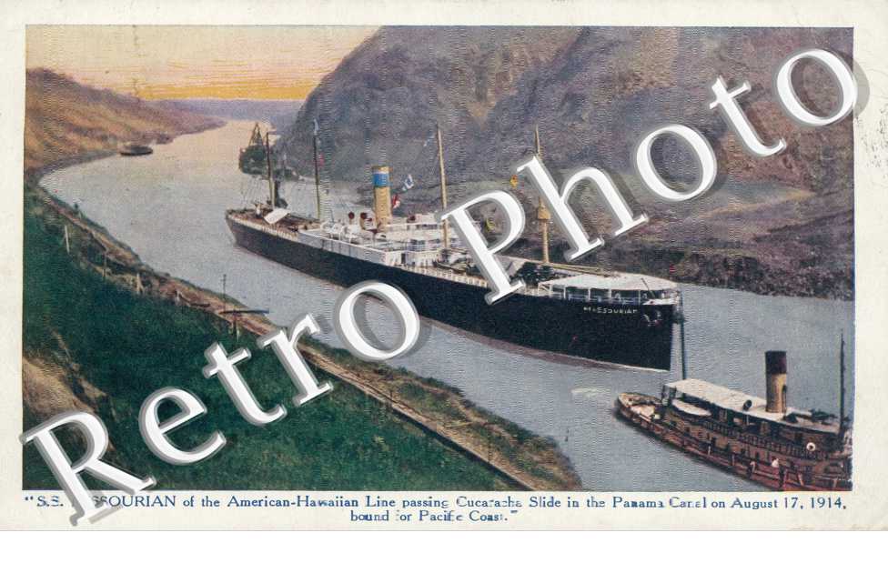 "S.S. Missourian of the American-Hawaiian Line passing  in the Panama Canal"