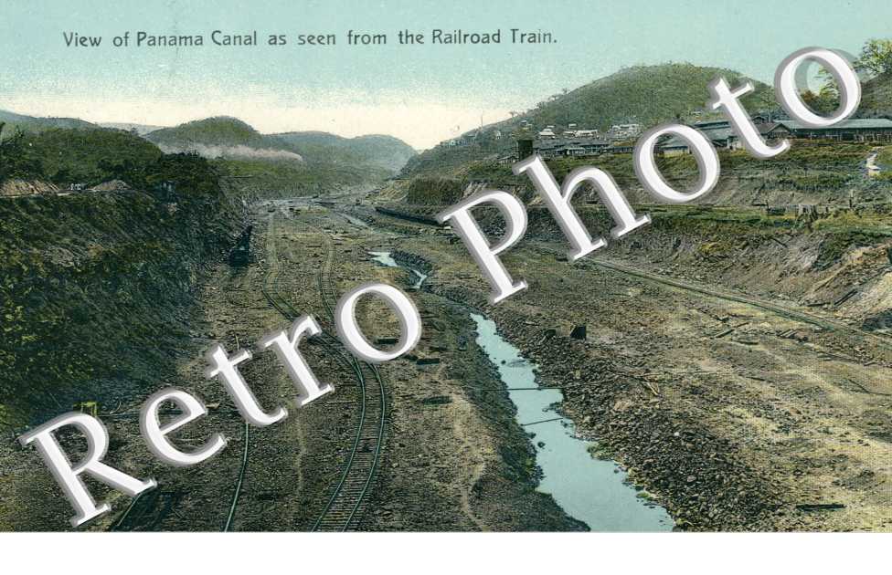 View of Panama Canal as seen from the Railroad Train