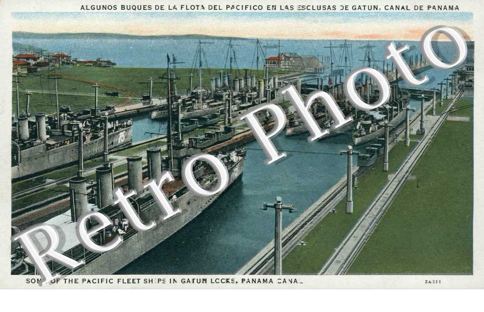 First though the Locks, Tugboat "Gatun" entering the Gatun Lower Locks