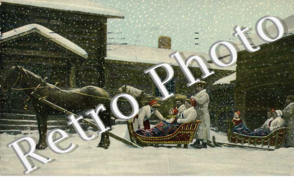 Traineau a Cheval sous la neige
