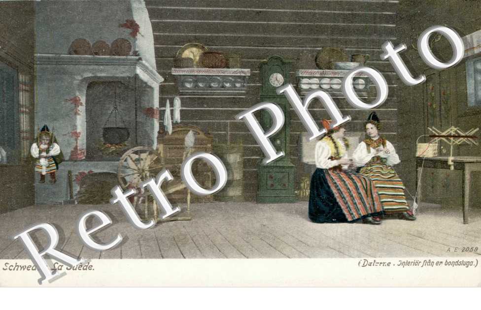 Scheweden - Deux femmes filant la laine