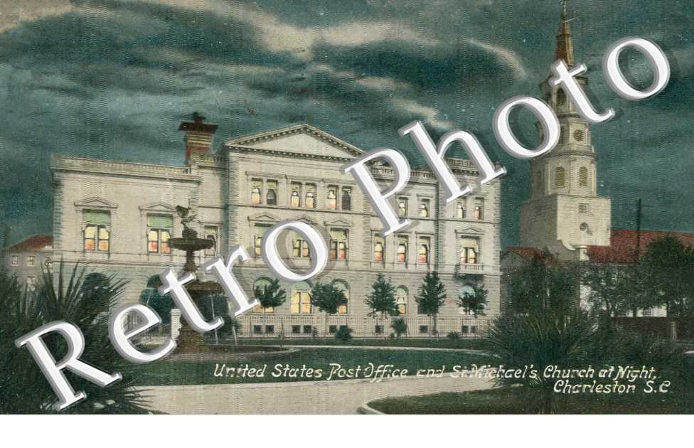 Post Office and St. Michael's Church at Night