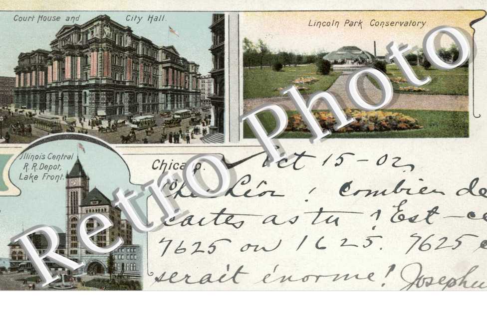 Court House, City Hall, Lincoln Park Conservatory, Illinois Central RR Depot Lake Front