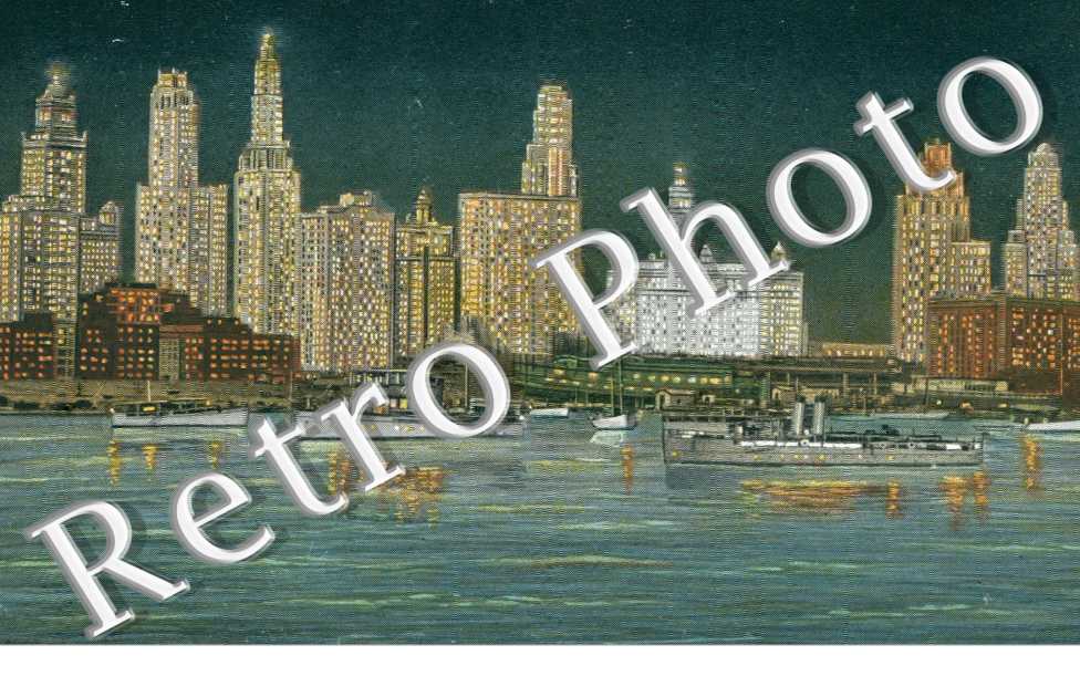 Skyline by night from Chicago Harbor