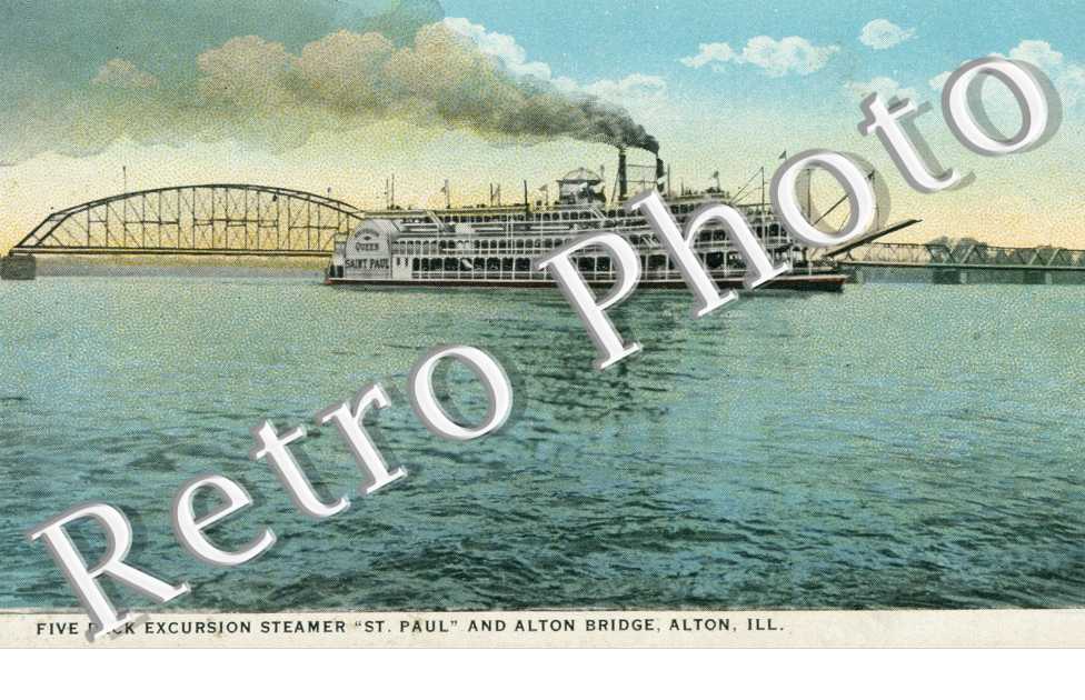 Five Deck Excursion steamer St Paul and Alton Bridge
