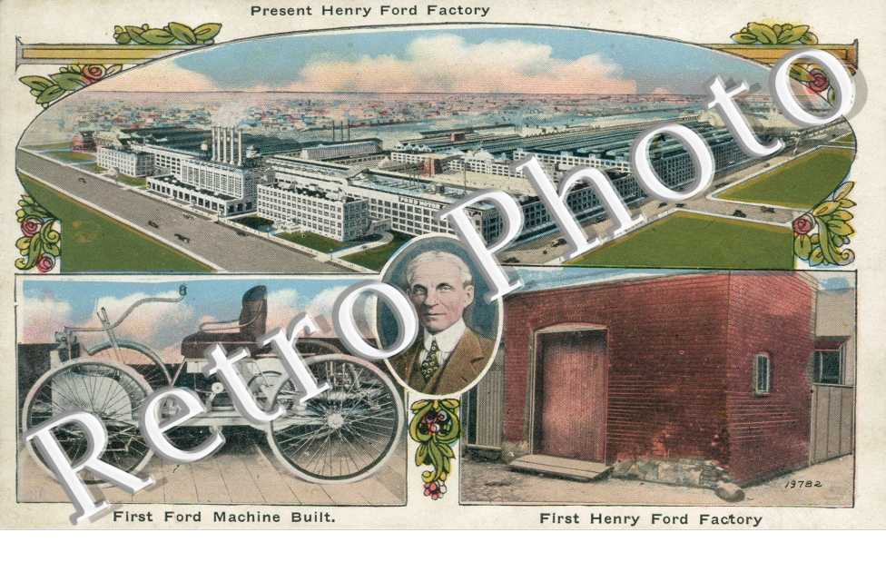 Present Henry Ford Factory, First Ford Machine Built., First Henry Ford Factory