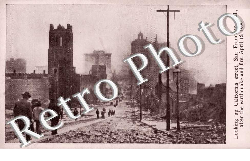 Looking up California street after the Earthquake and Fire, April 1906