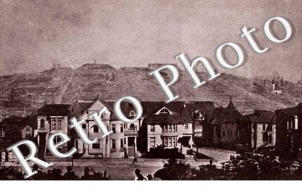 The fire and Burned District from Hollidays Heights, Knob Hill to the right