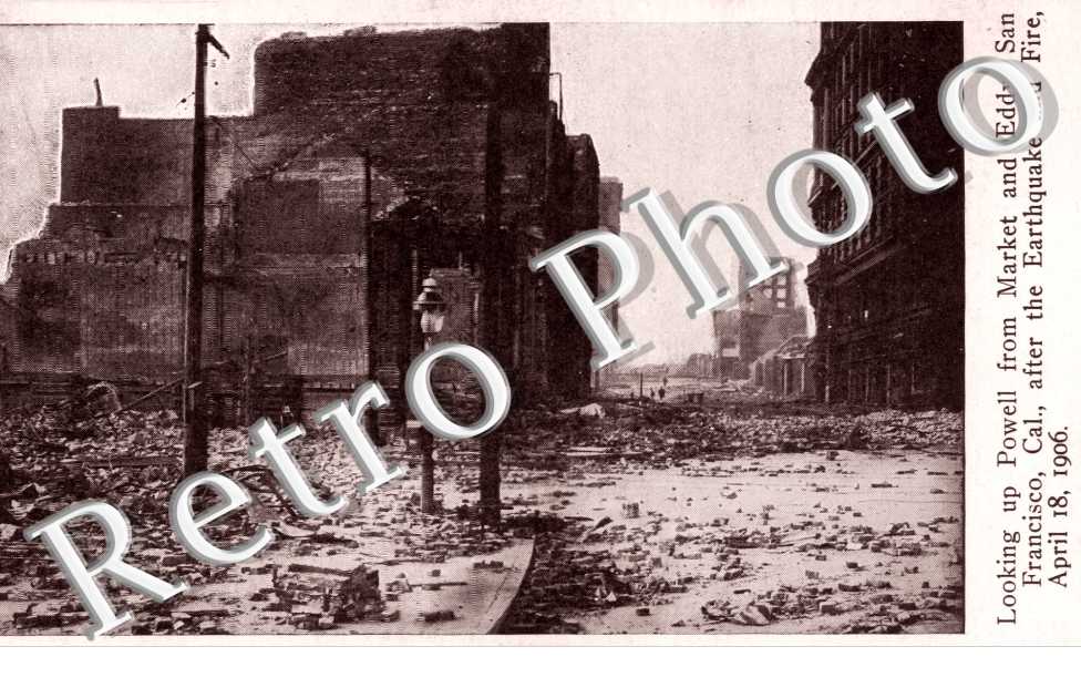 Looking up Powell from Market and Eddy after the Earthquake and Fire