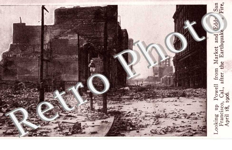 Looking up Powell from Market and Eddy after the Earthquake and Fire, April 1906