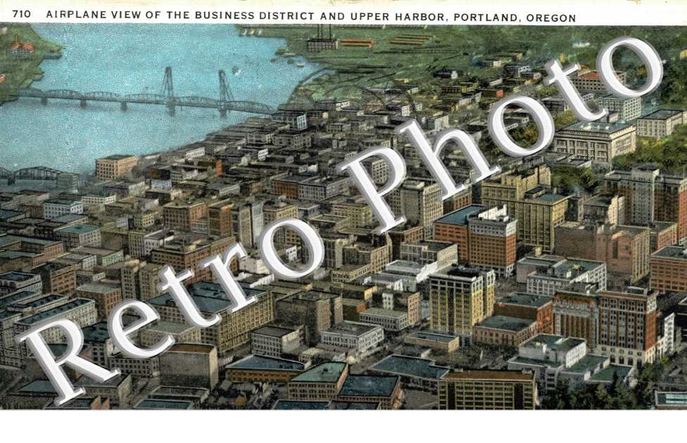 airplane view of the business district and upper harbor