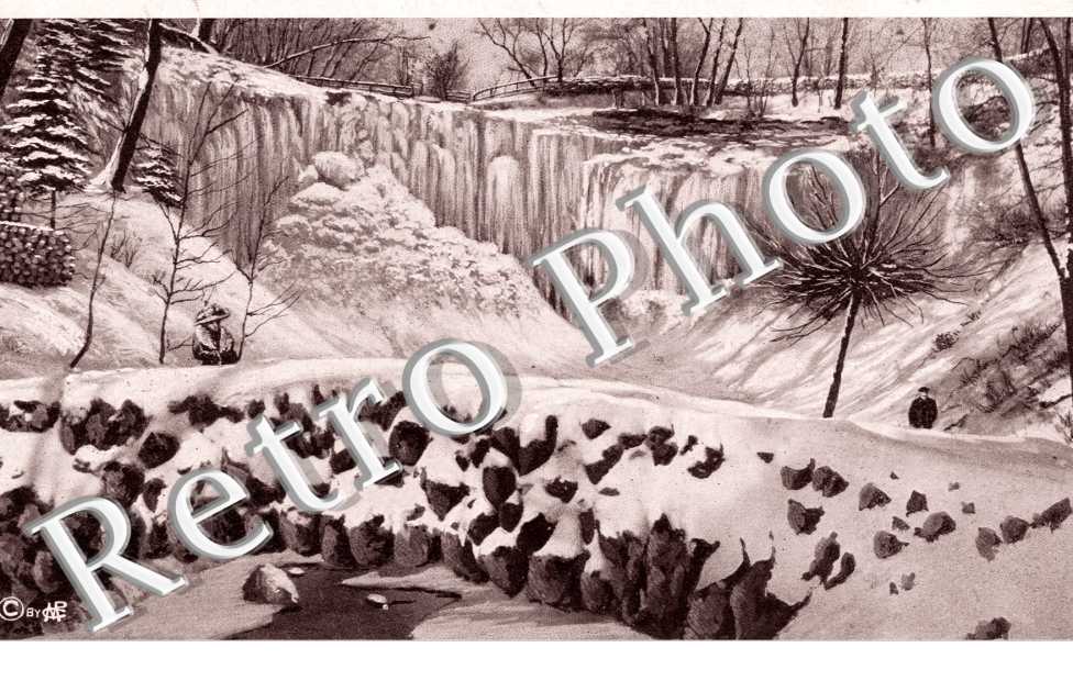 A winter scene at minnehaha falls
