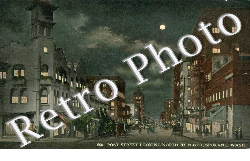 Post Street looking north by night