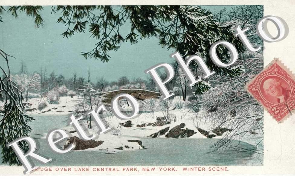 Bridge over Lake Central Park, Winter Scene