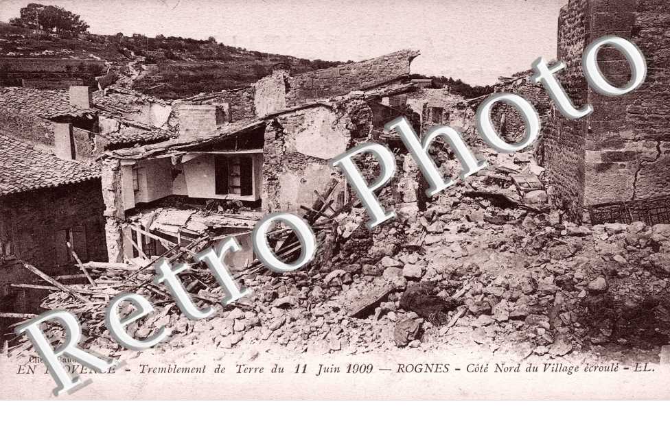 Tremblement de terre du 11 juin 1909  Cote nord du village ecroule.