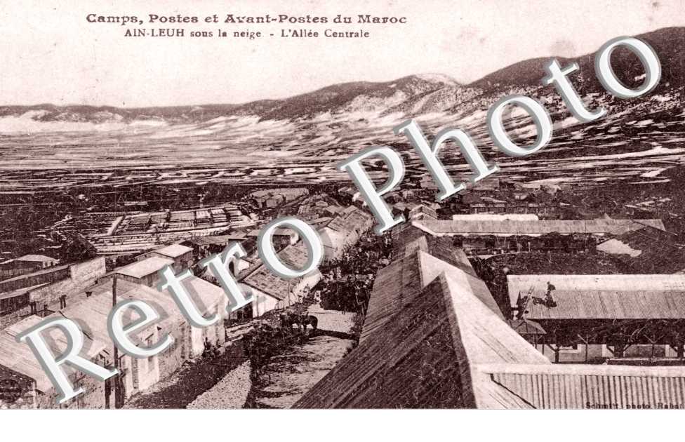 Camp, Postes et Avant-Postes du Maroc, Ain-Leuh sous la Neige, l'Allee Centrale
