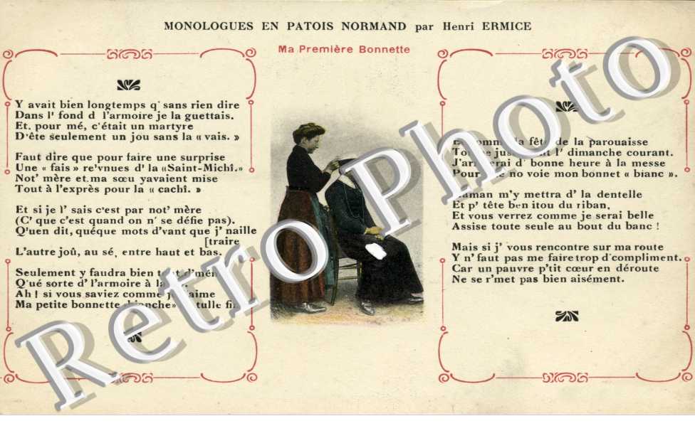 Monologues Humoristiques en Patois Normand par Henri Ermice  Ma premiere Bonnette