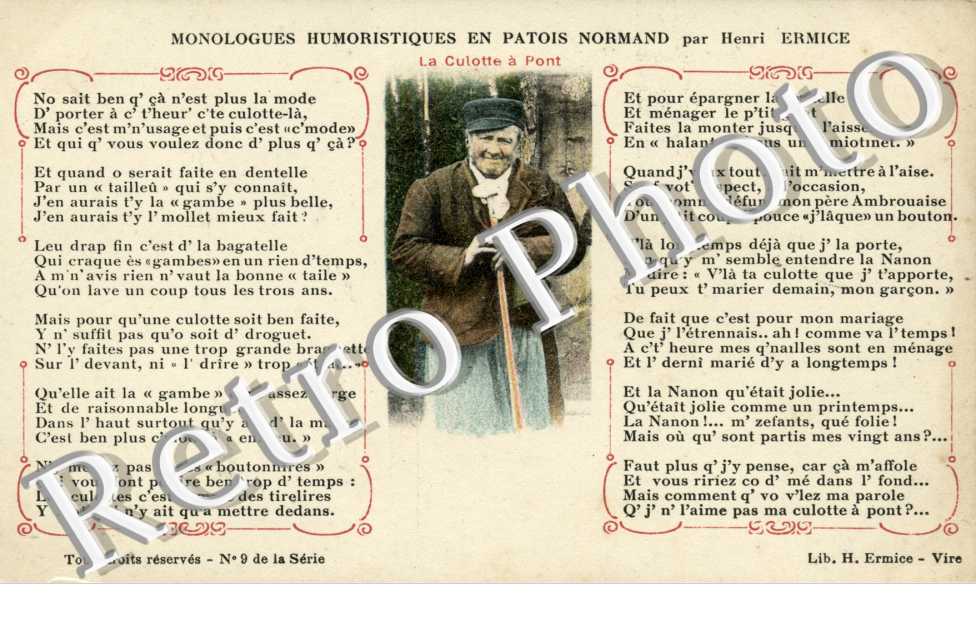Monologues Humoristiques en Patois Normand par Henri Ermice  La culotte a Pont