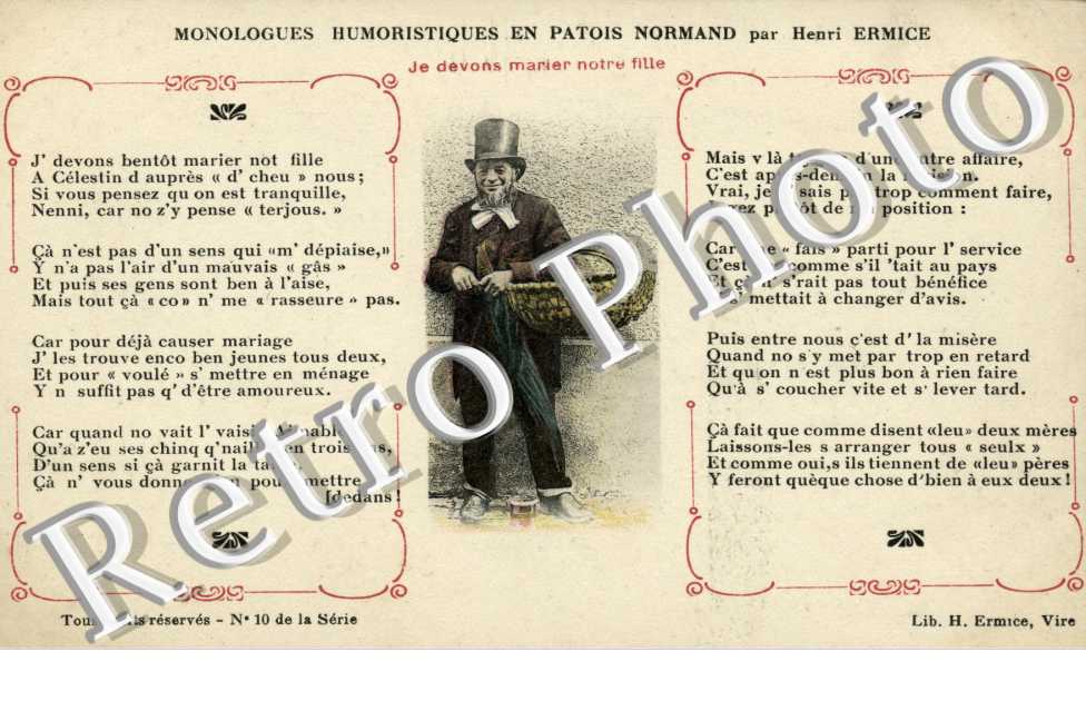 Monologues Humoristiques en Patois Normand par Henri Ermice  Je devons marier notre fille