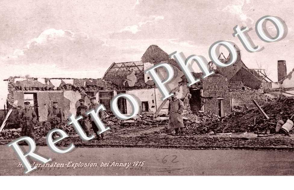 Feldpostkarte - Handgranaten-Explosion bei Annay 1915