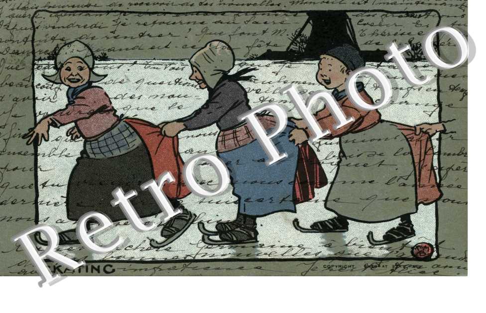 trois enfants faisant du patin Glace