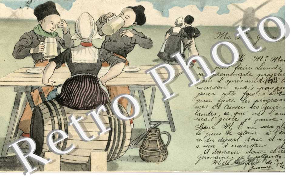 Personnages buvant de la Biere
