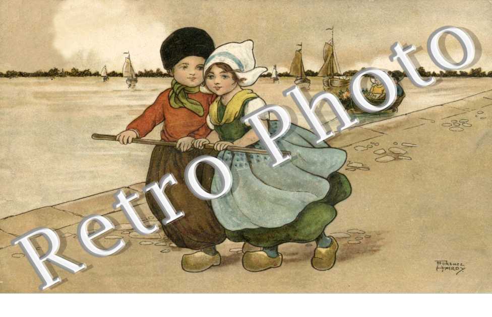 Enfants sur un quai tractant un barque