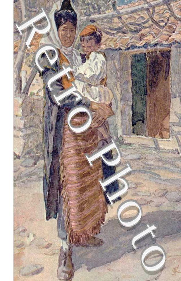 (une mere et son enfant en costume traditionnel )