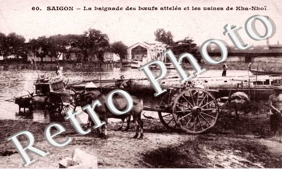 Saigon, La Baignade des Boeufs atteles et les usines de Kha Nhoi
