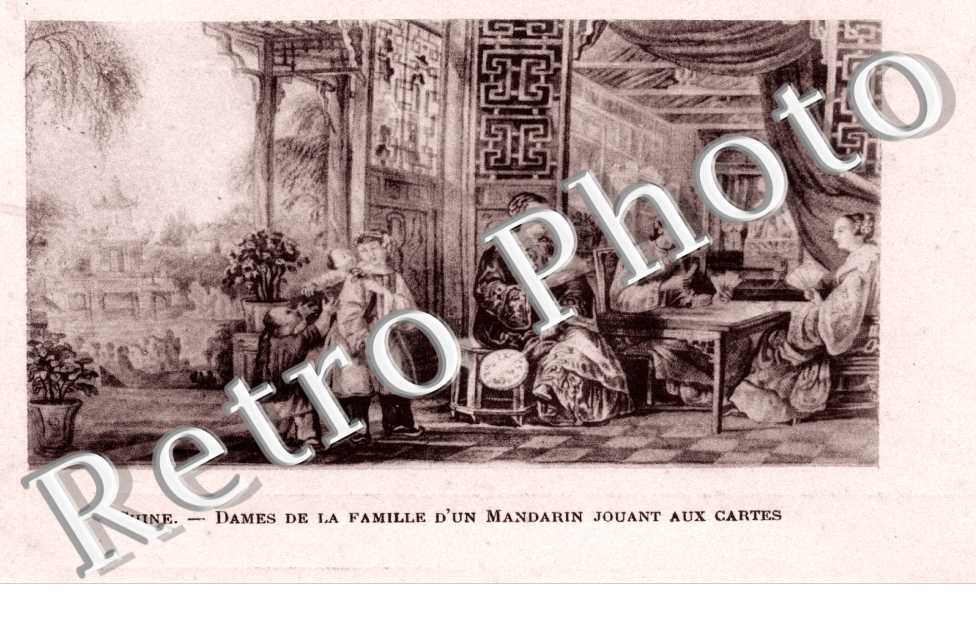 Dames de la famille d'un mandarin jouant aux cartes