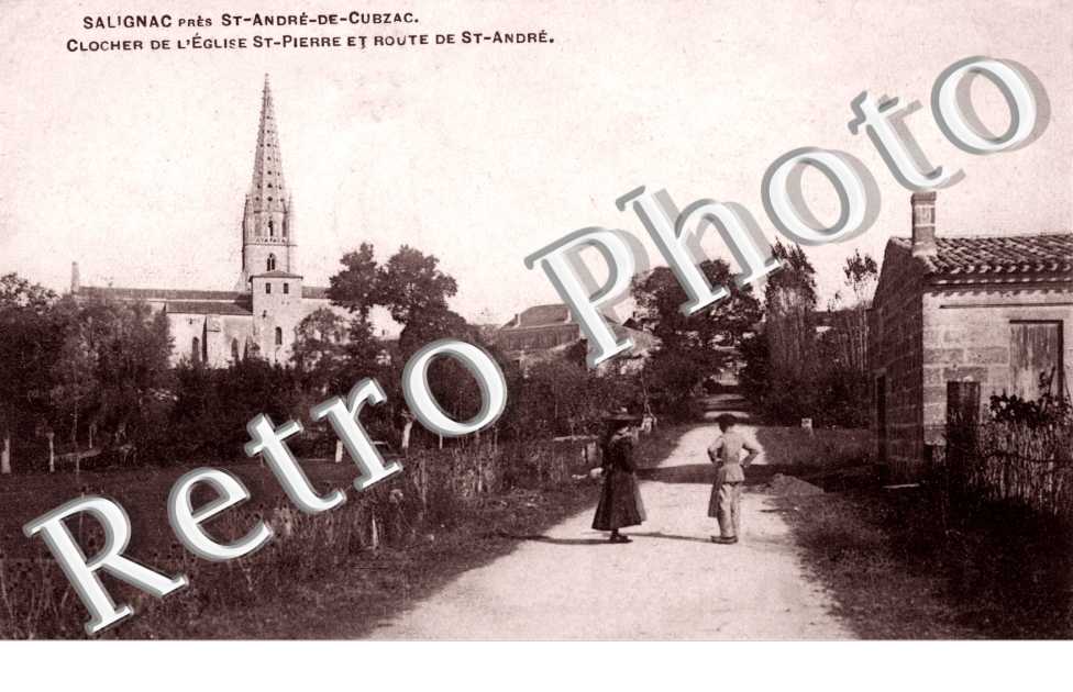 Clocher de l'eglise Saint Pierre et route de Saint Andre