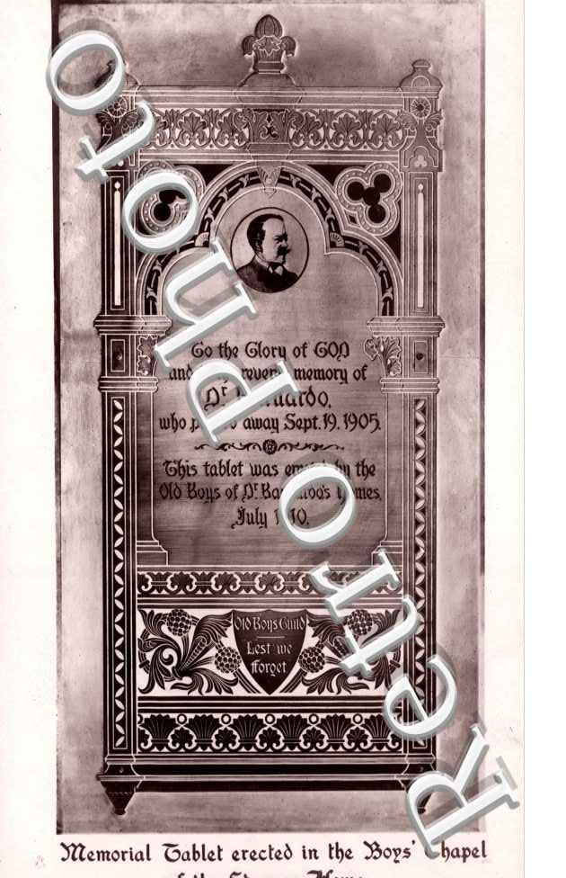 Memorial Tablet erected in the Boy's Chapel of the Stepney Home