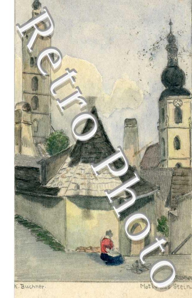 Aquarelle, Motiv aus Stein