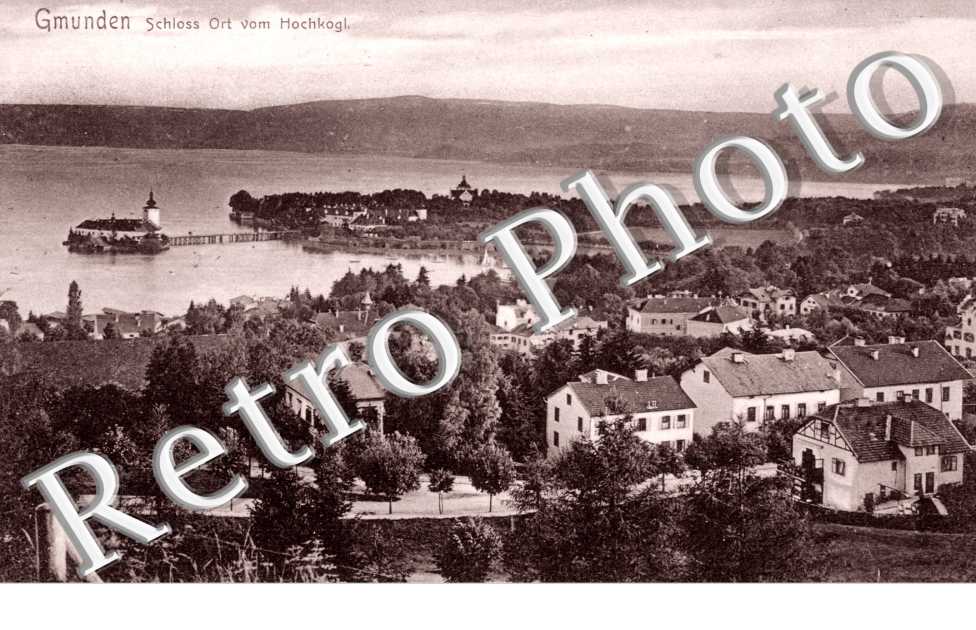 Gmunden Schloss Ort vom Hochkogl.