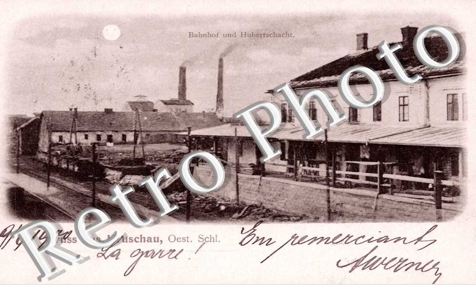 Gruss aus Hruschau - Bahnhof und Hubertschaft