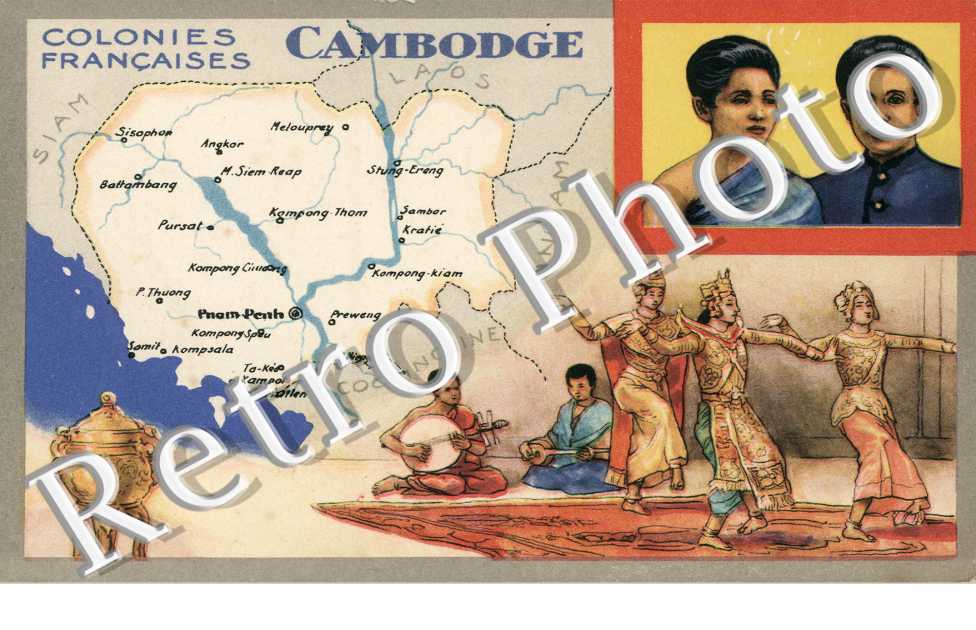 Colonies Francaises, Carte du Cambodge