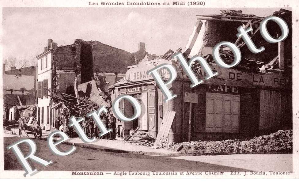 inondations 1930 - angle faubourg Toulousain et avenue Chamier