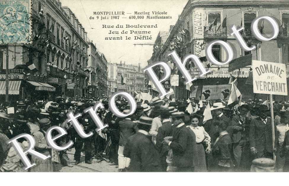 Meeting Viticole du 9 juin 1907 Rue du boulevard Jeu de Paume avant le Défilé 