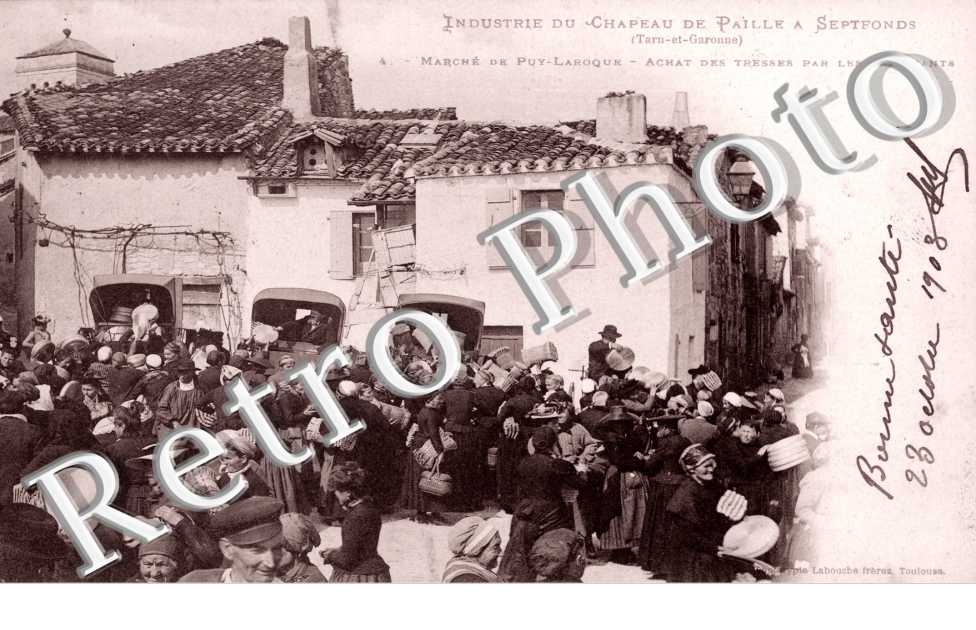 marche de Puy Laroque -  Industrie du chapeau de paille - achat des tresses par les fabricants