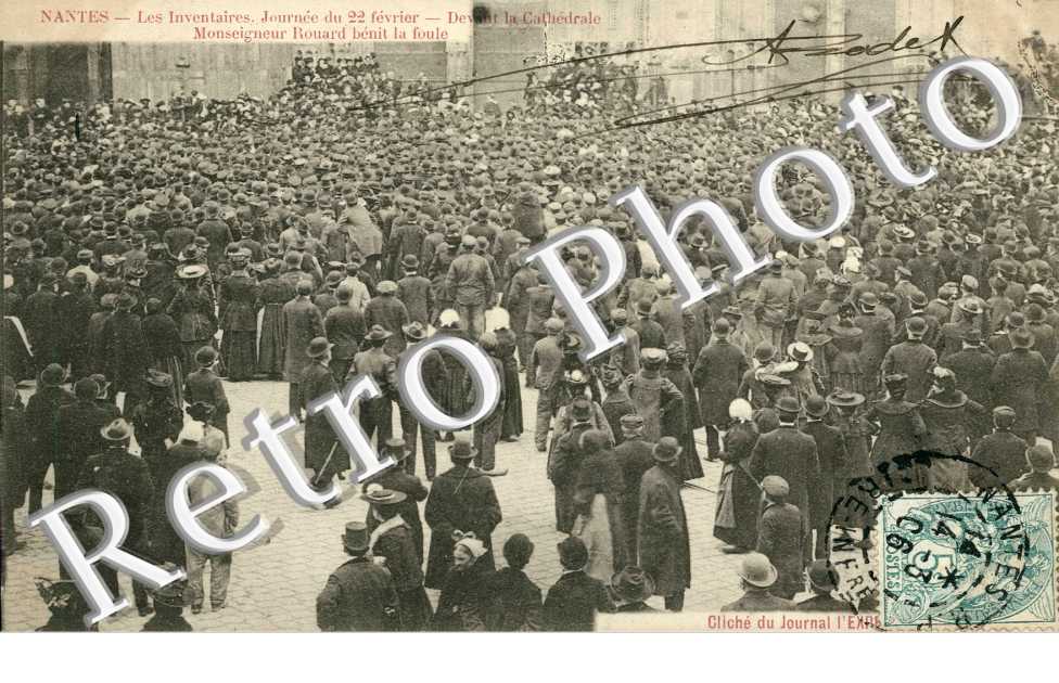 les inventaires 22 frier 1906 Monseigneur Rouard bit la foule devant la cathrale