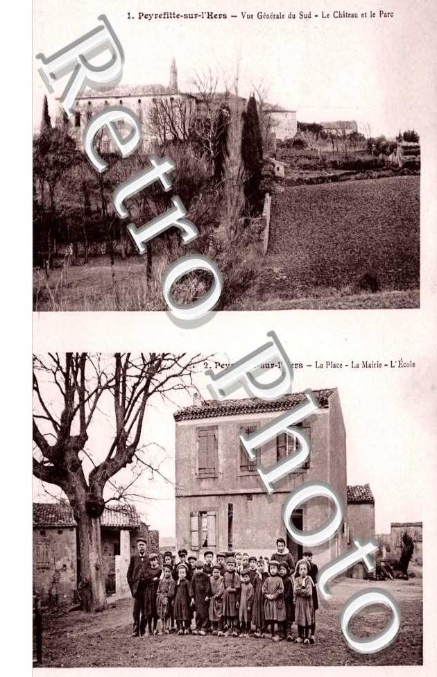 Vue generale Le chateau La Place La mairie L'ecole