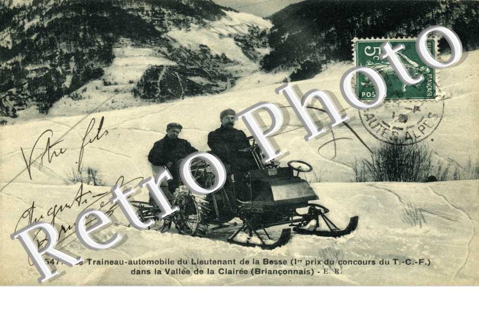 Le Traineau-automobile du Lieutenant de la Besse (1er prix du concours du T.C.F.) dans la vallee de la Clairee (Brianconnais)