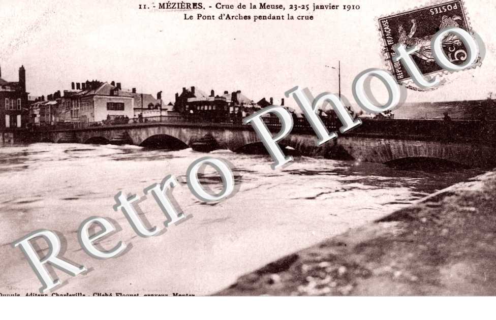 Mezieres crue de la Meuse 23-25 janvier 1910 Le pont d'Arches