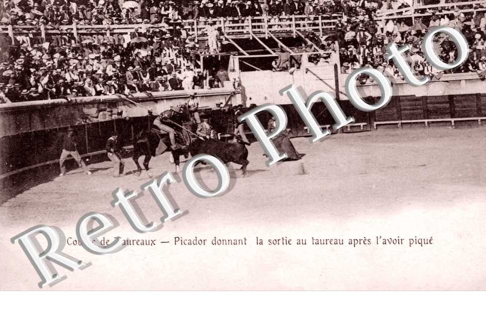 Picador donnant la sortie au Taureau après l'avoir piqué