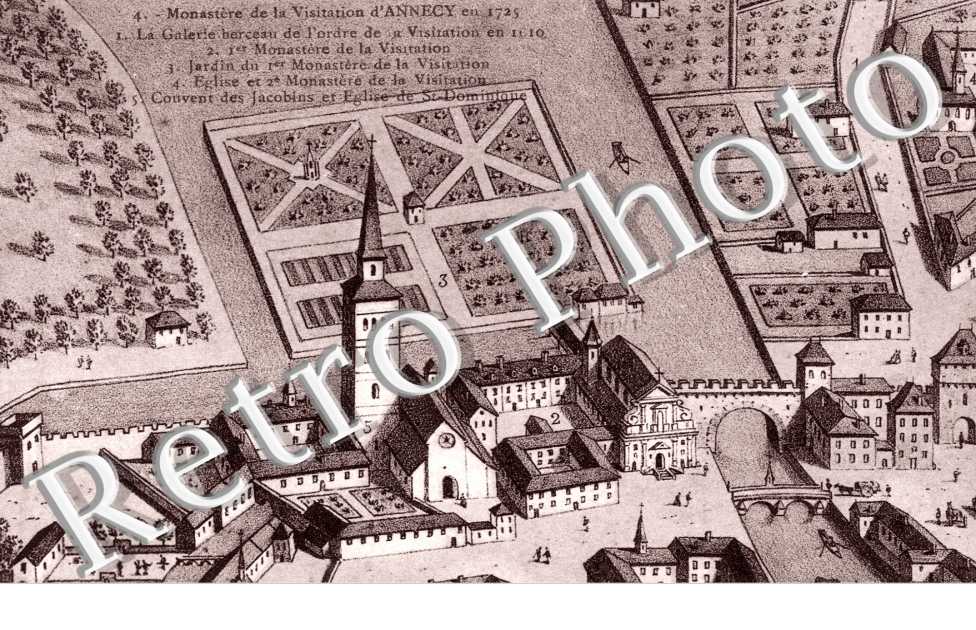 ancien carte,  Monastere de la visitation d'Annecy en 1725