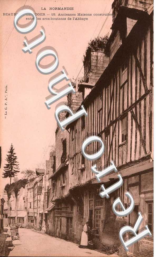 anciennes maisons construites entre les arcs-boutants de l'abbaye
