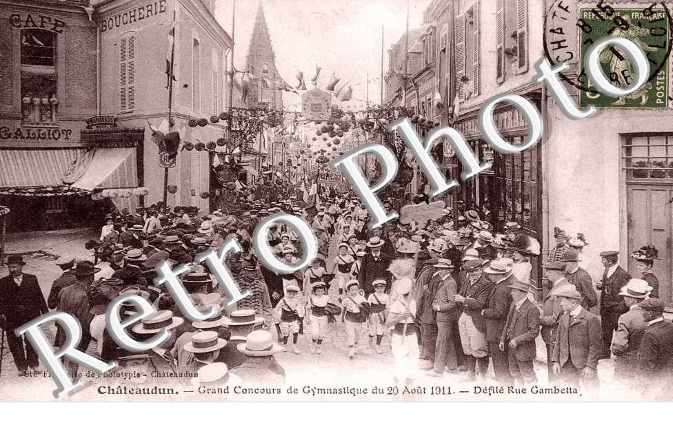 grand concours de gymnastique du 20 aout 1911, defile rue gambetta
