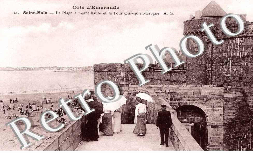 la Plage a maree haute et la tour Qui qu'en Grogne