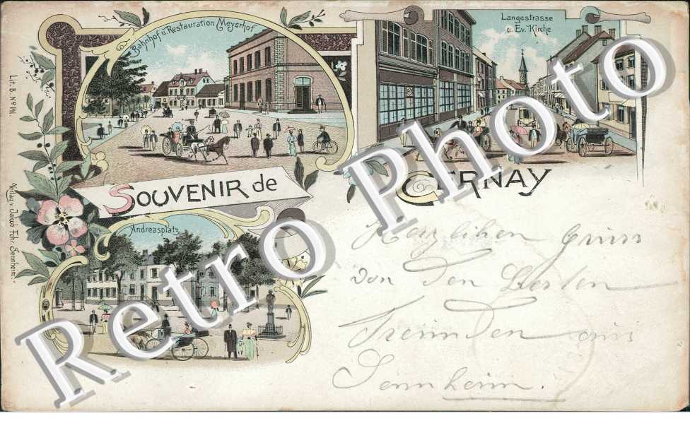 Souvenir de Cernay - Gare, Andreasplatz, Langestrasse, Eglise
