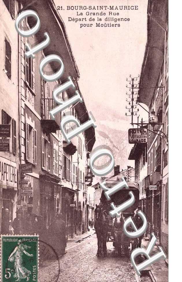 La grande rue - depart des diligences pour moutiers (attelage de chevaux)